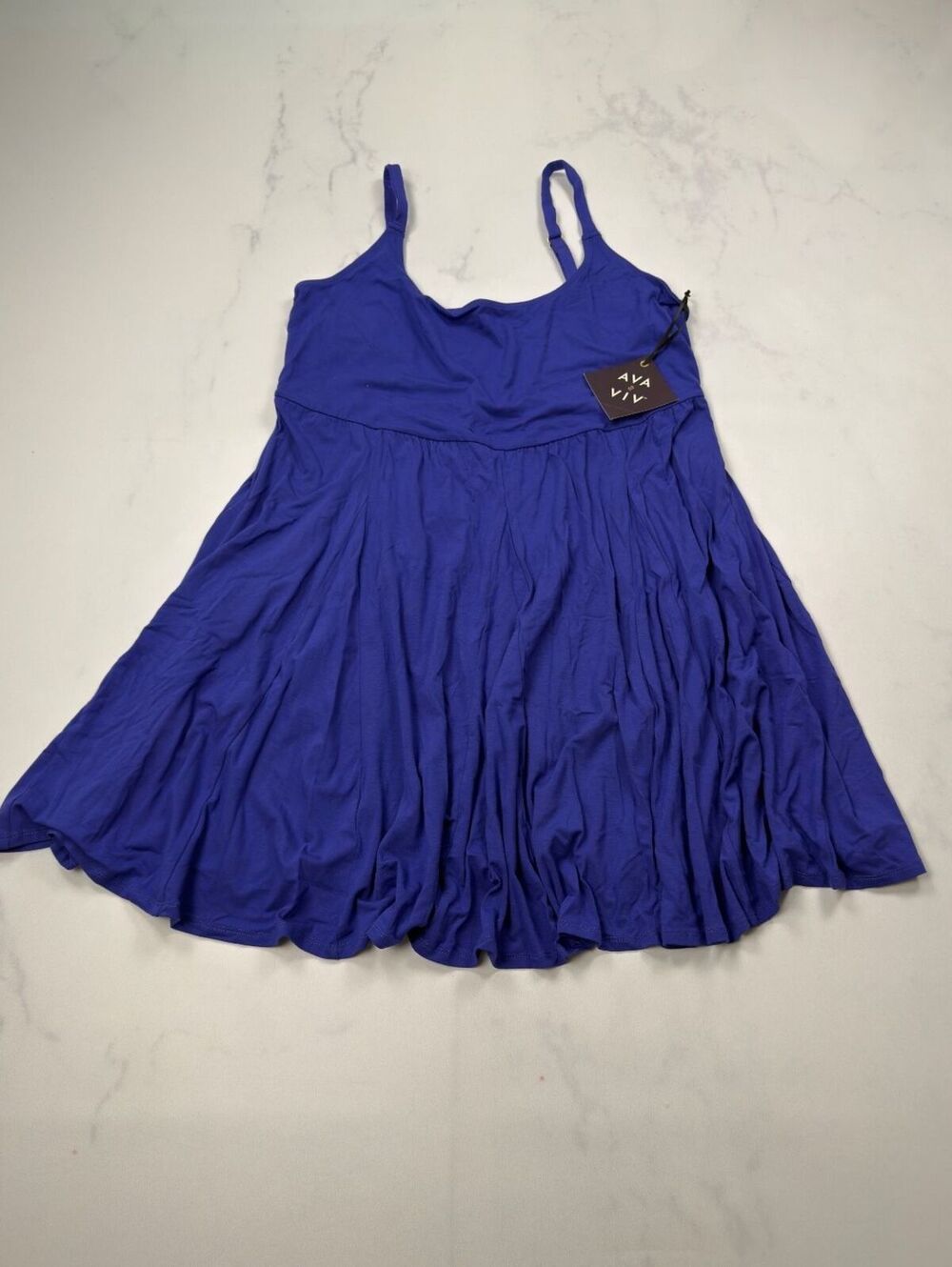 Ava + Viv Swing Dress Blue Flowy Spaghetti Straps - Womens XXL